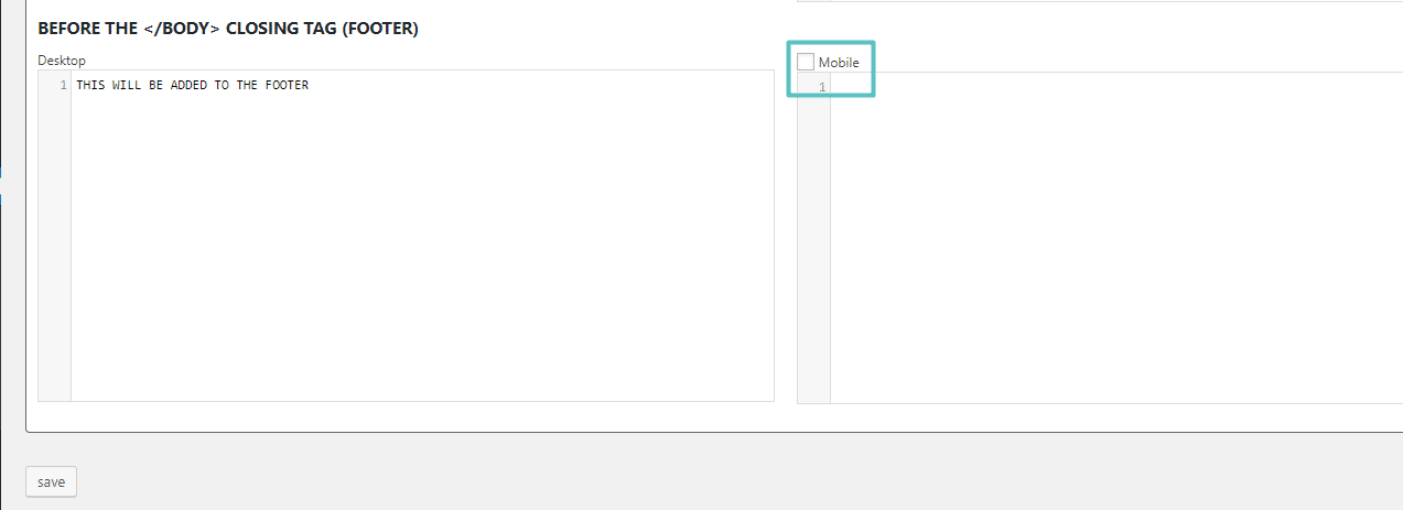 向页脚添加代码的示例