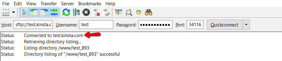 连接Filezilla FTP客户端
