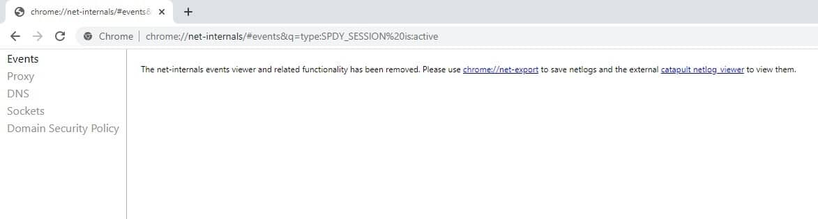 Google Chrome中的SPDY设置页面 Google Chrome中的SPDY设置页面