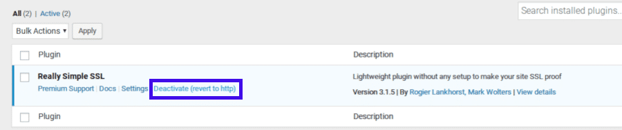 停用Really Simple SSL插件