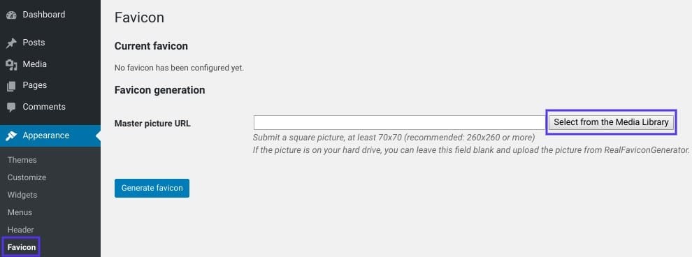 使用插件在WordPress中添加收藏夹图标界面