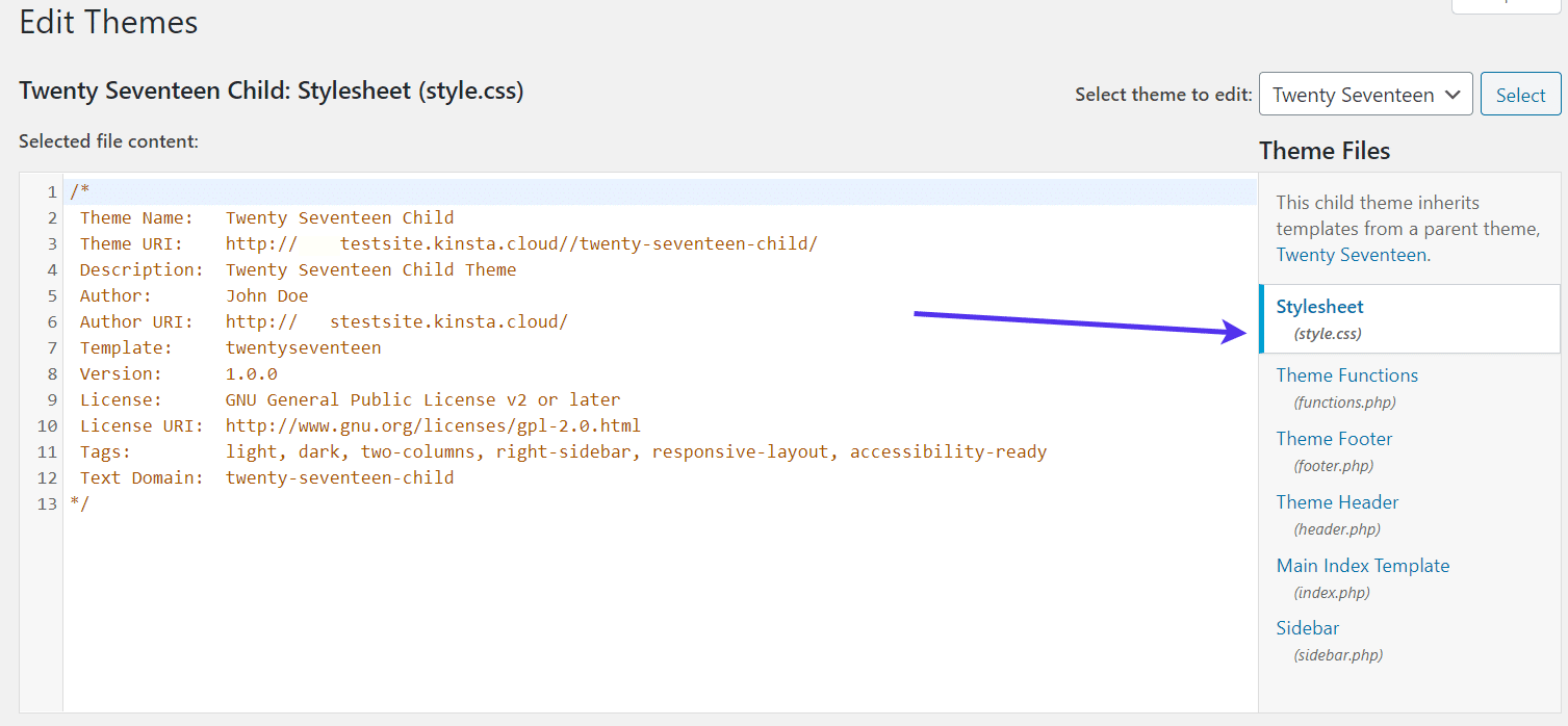 在WordPress主题编辑器中编辑style.css文件 在WordPress主题编辑器中编辑style.css文件