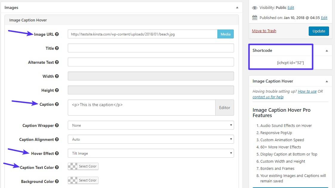 Image Caption Hover插件界面