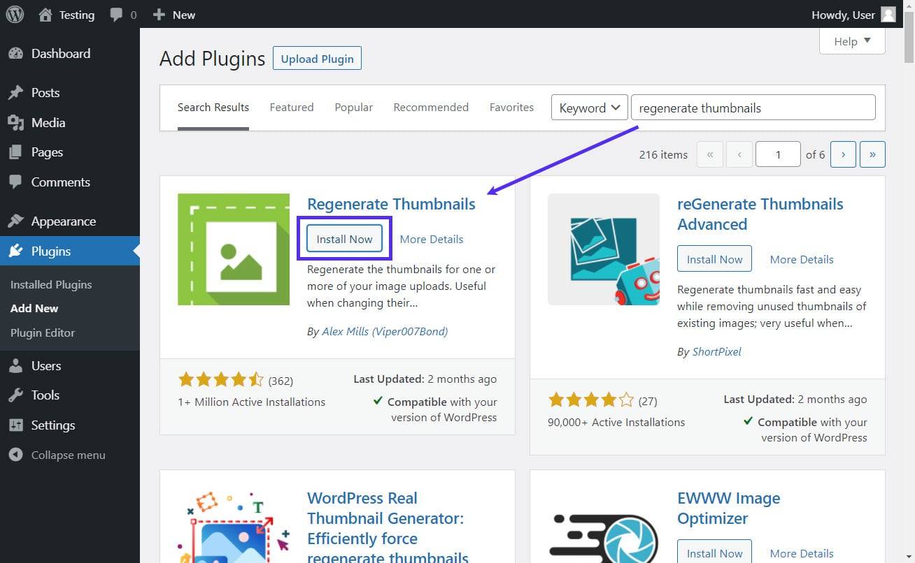 安装Regenerate Thumbnails插件