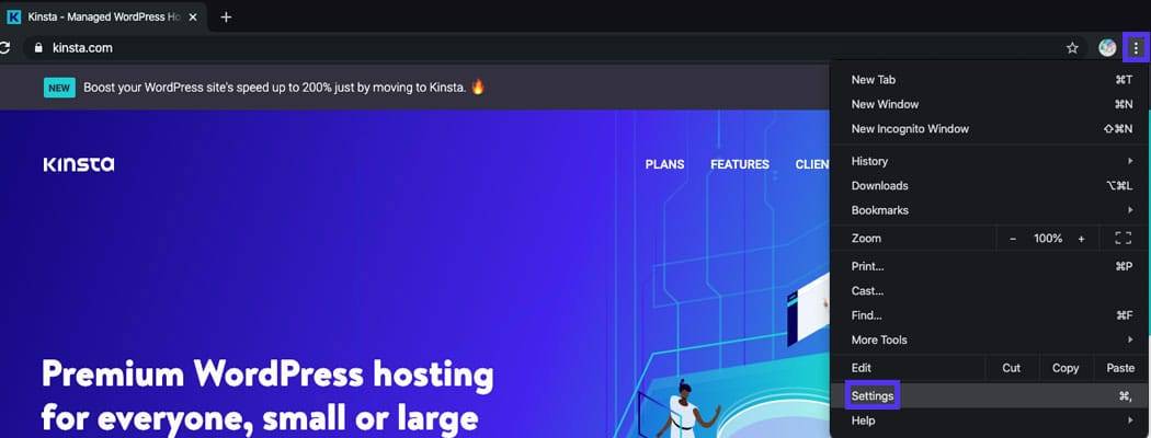 选择菜单中的设置选项