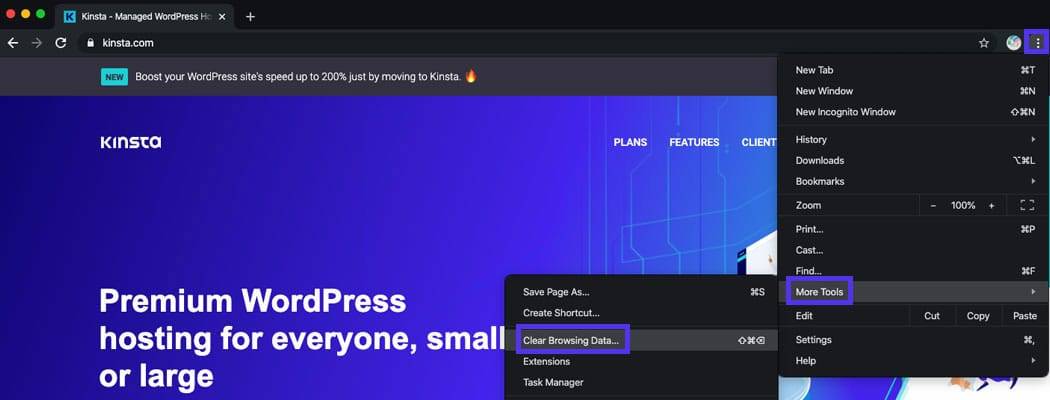 进入Chrome的设置并清除浏览数据