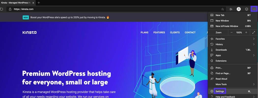 访问设置以更改Edge保存数据的方式