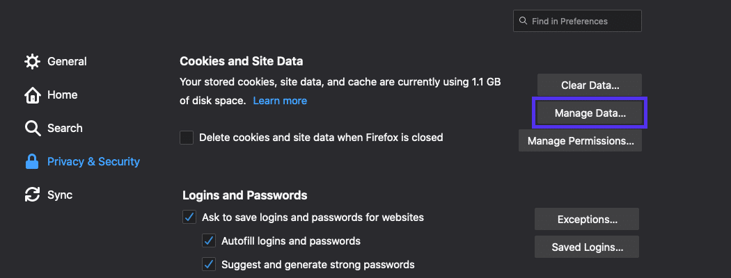 单击管理数据按钮