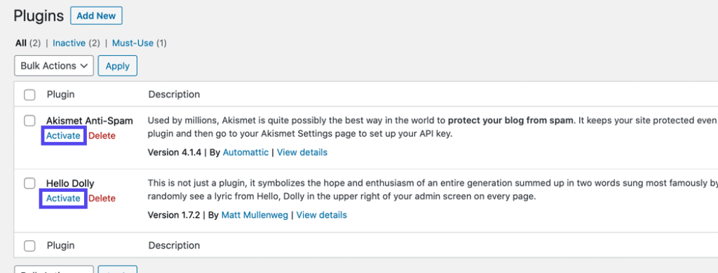 激活您的每一个插件