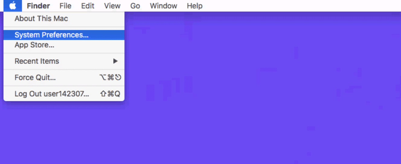 Mac中的“系统偏好设置”菜单项