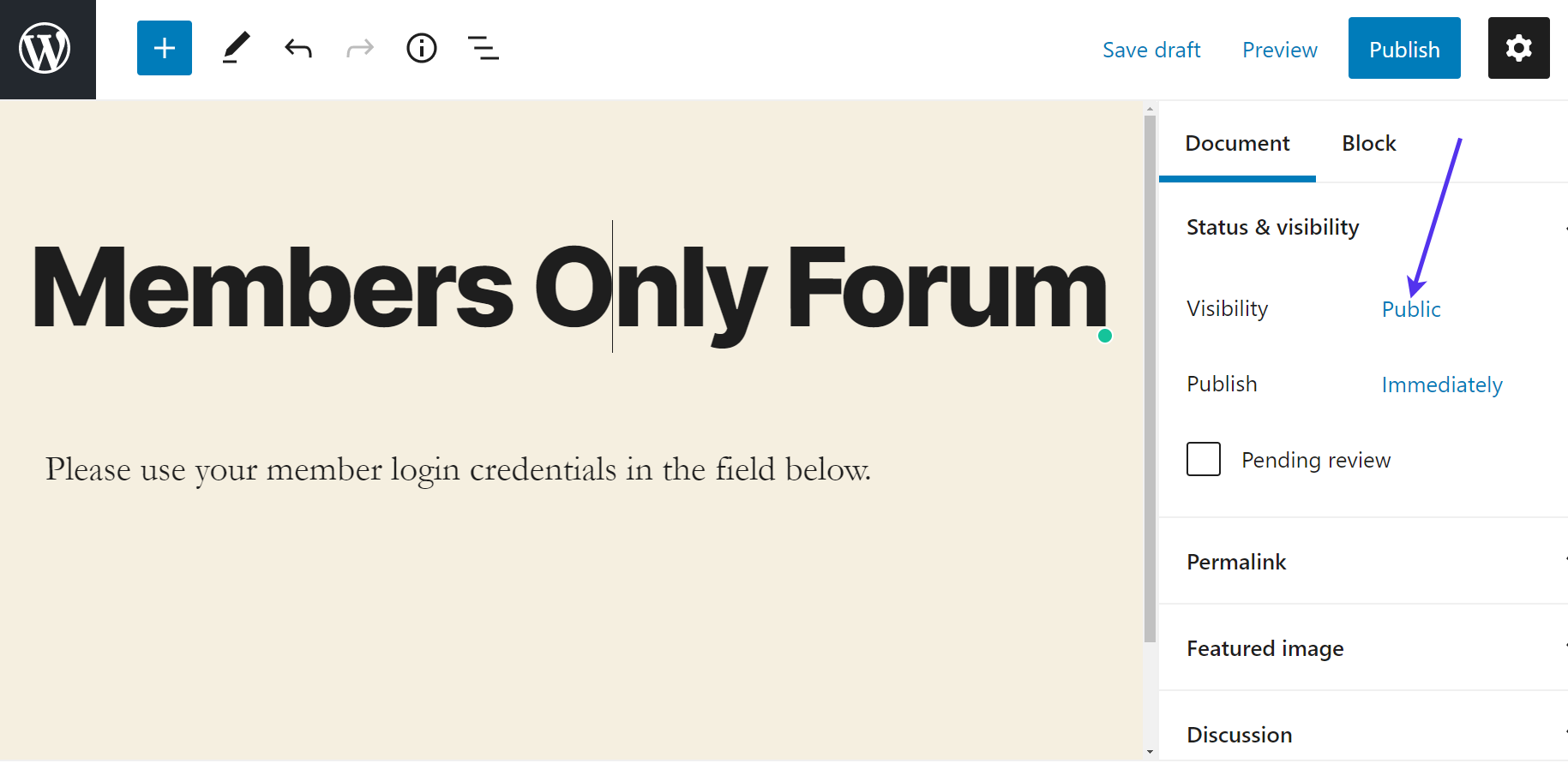 切换到WordPress私密页面