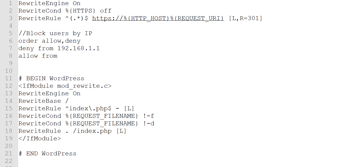带有自定义规则的WordPress站点.htaccess文件示例