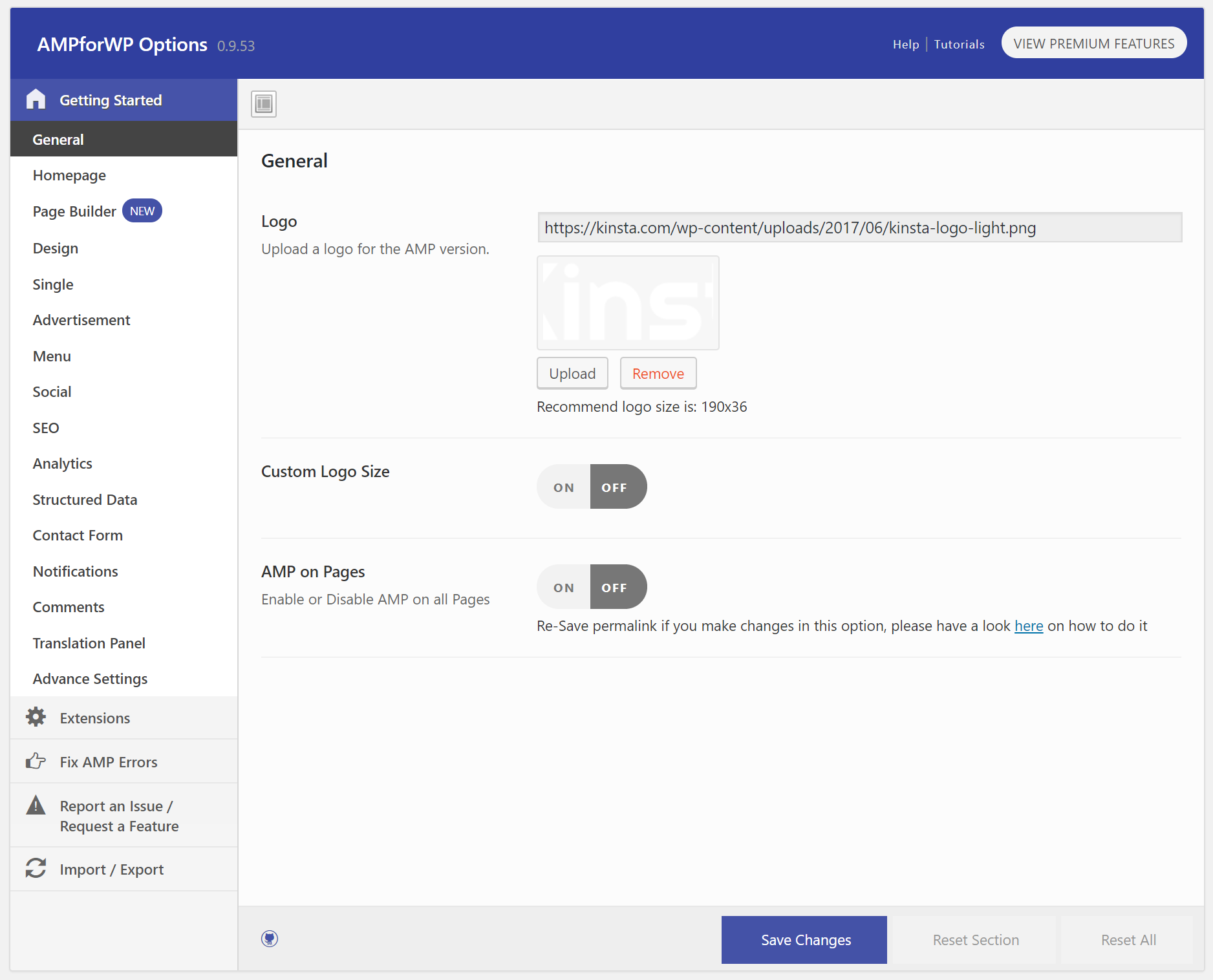 加速移动页面一般选项