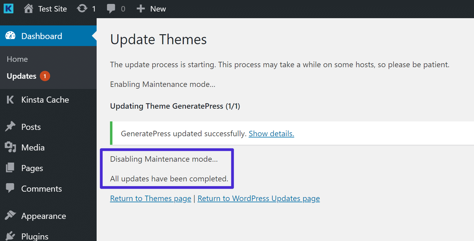 禁用维护模式……所有更新都已完成