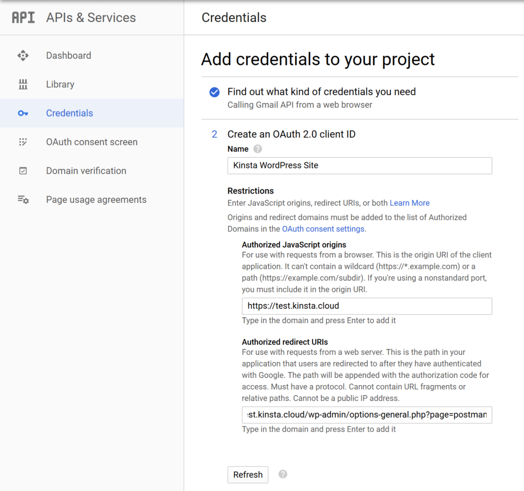 创建您的凭据 创建您的凭据