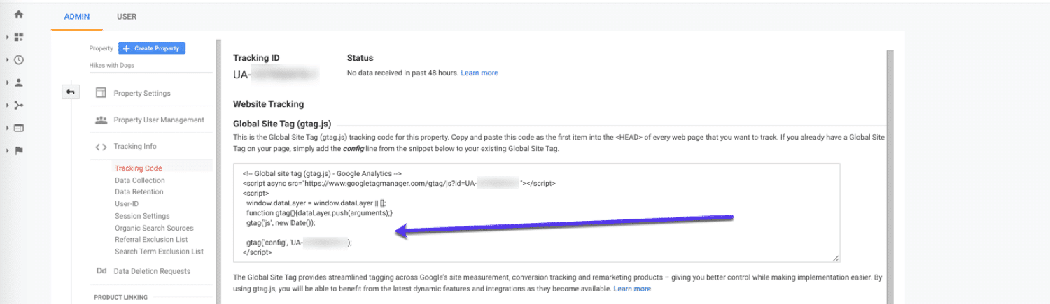 安装您的Google Analytics跟踪代码