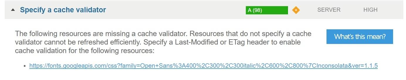 指定缓存验证器