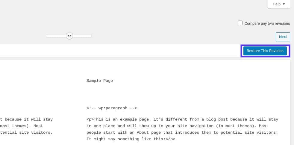 在WordPress中恢复到旧版本