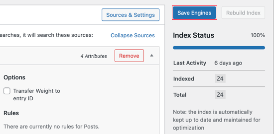 SearchWP设置保存