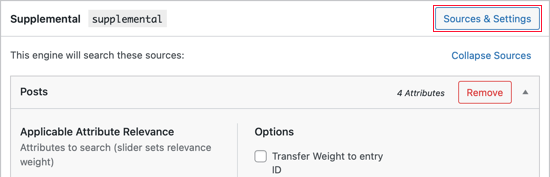 SearchWP搜索源设置
