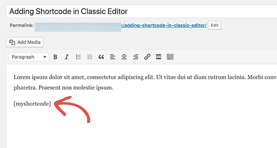 经典编辑器插入短代码