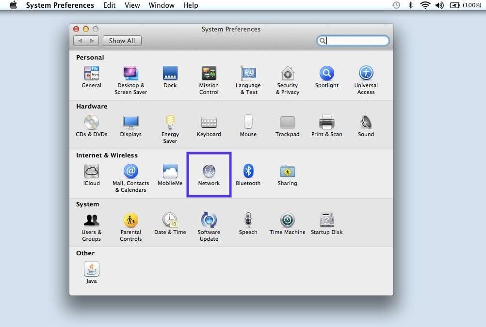 在首选项中找到网络选项