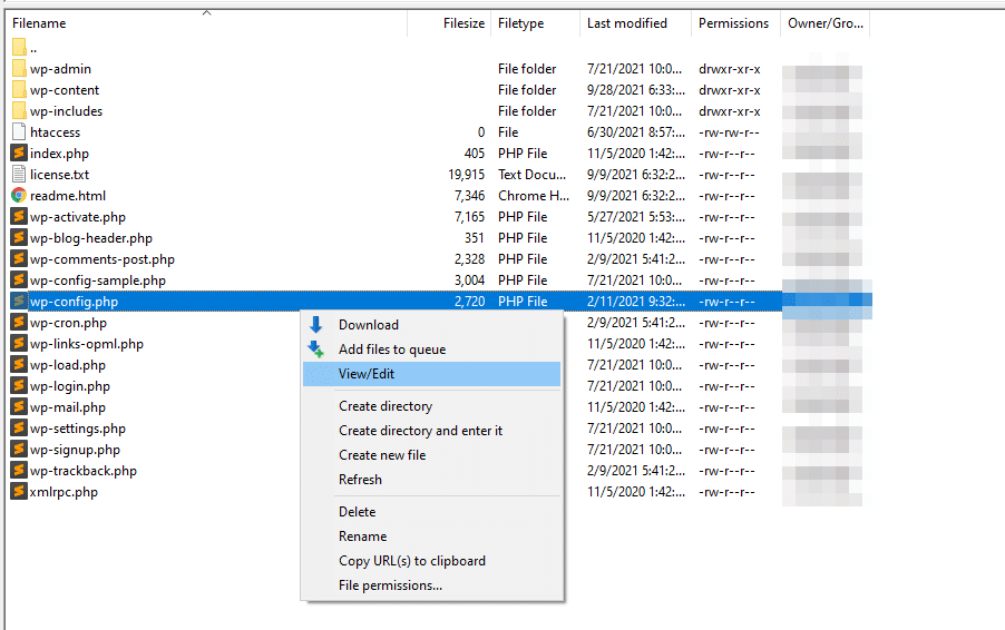编辑wp.config文件 编辑wp.config文件