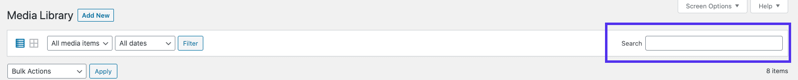 WordPress媒体库搜索栏 WordPress媒体库搜索栏
