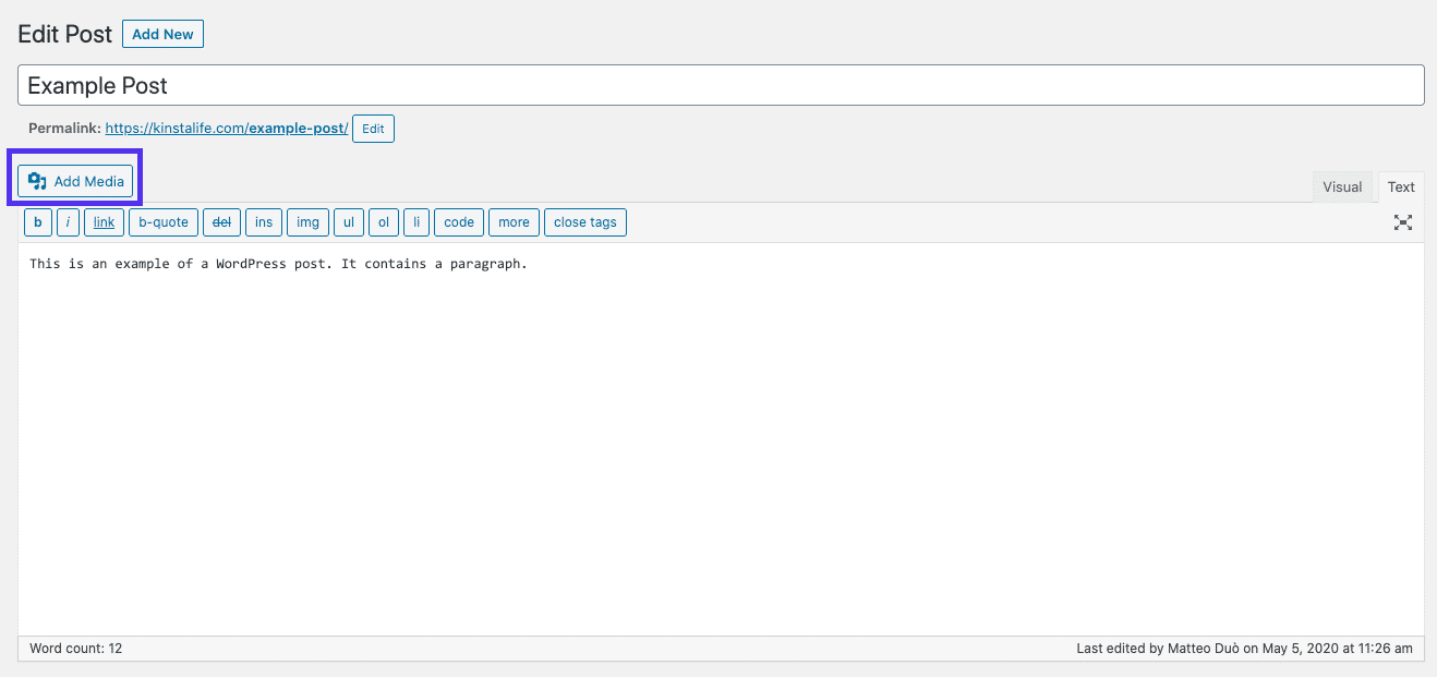 经典编辑器添加媒体按钮 经典编辑器添加媒体按钮