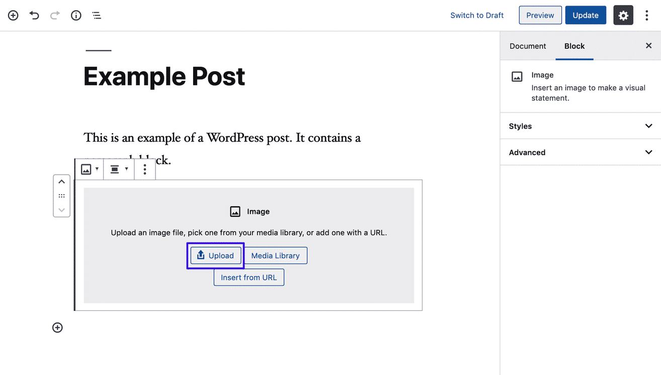 从区块编辑器上传媒体 从区块编辑器上传媒体