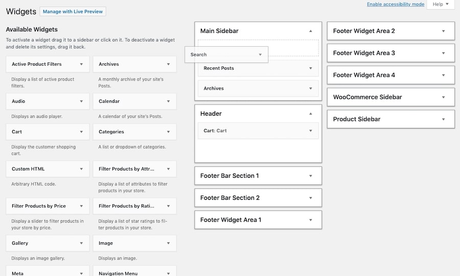 通过拖放添加搜索小工具
