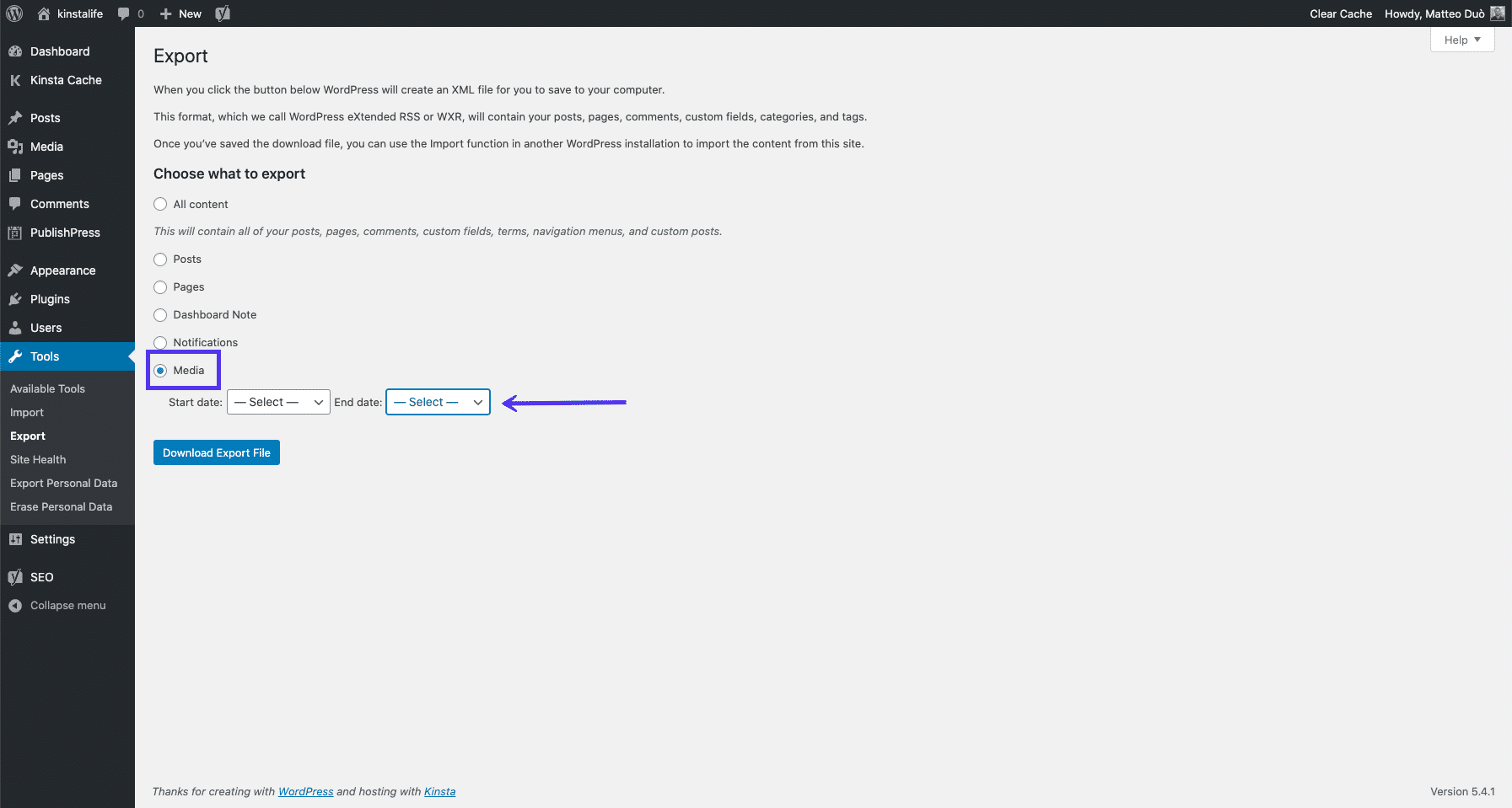 导出WordPress媒体 导出WordPress媒体