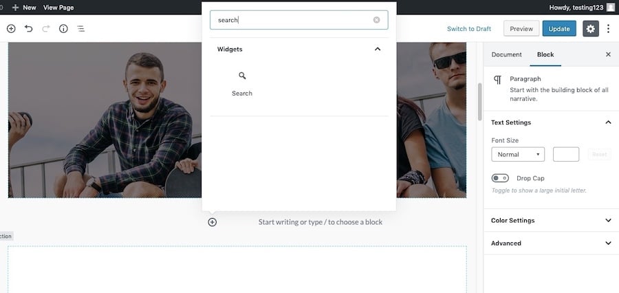 在古腾堡搜索小工具区块