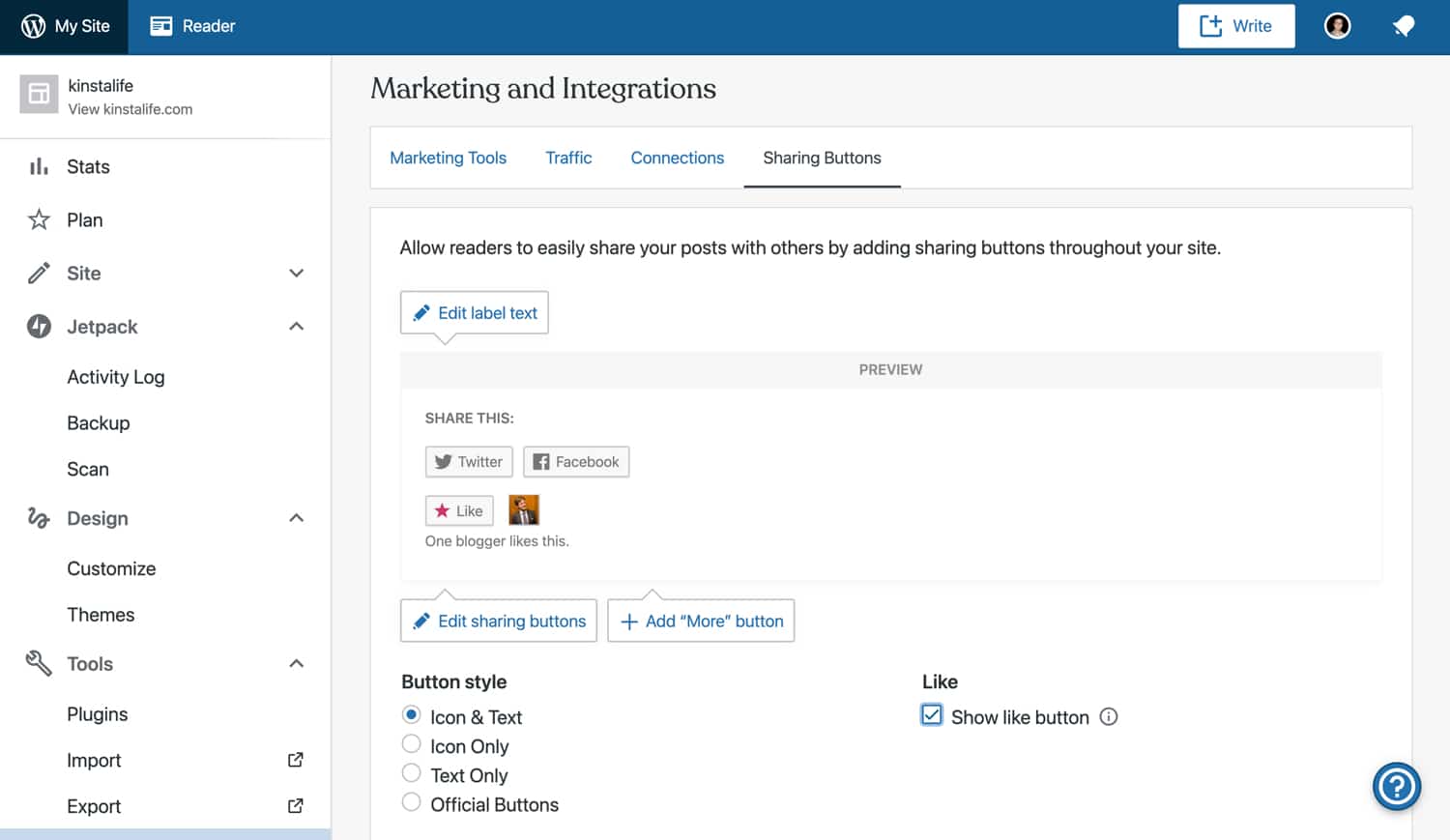 自定义Jetpack社交分享按钮 自定义Jetpack社交分享按钮