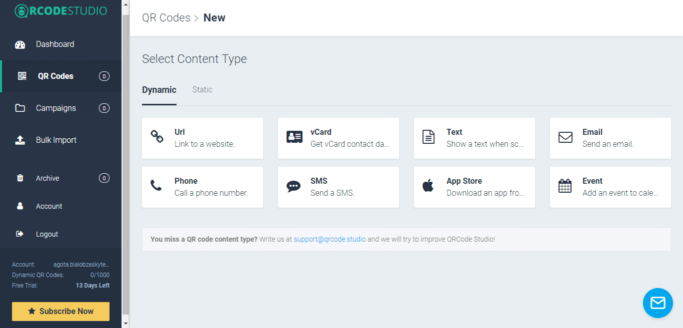二维码内容类型