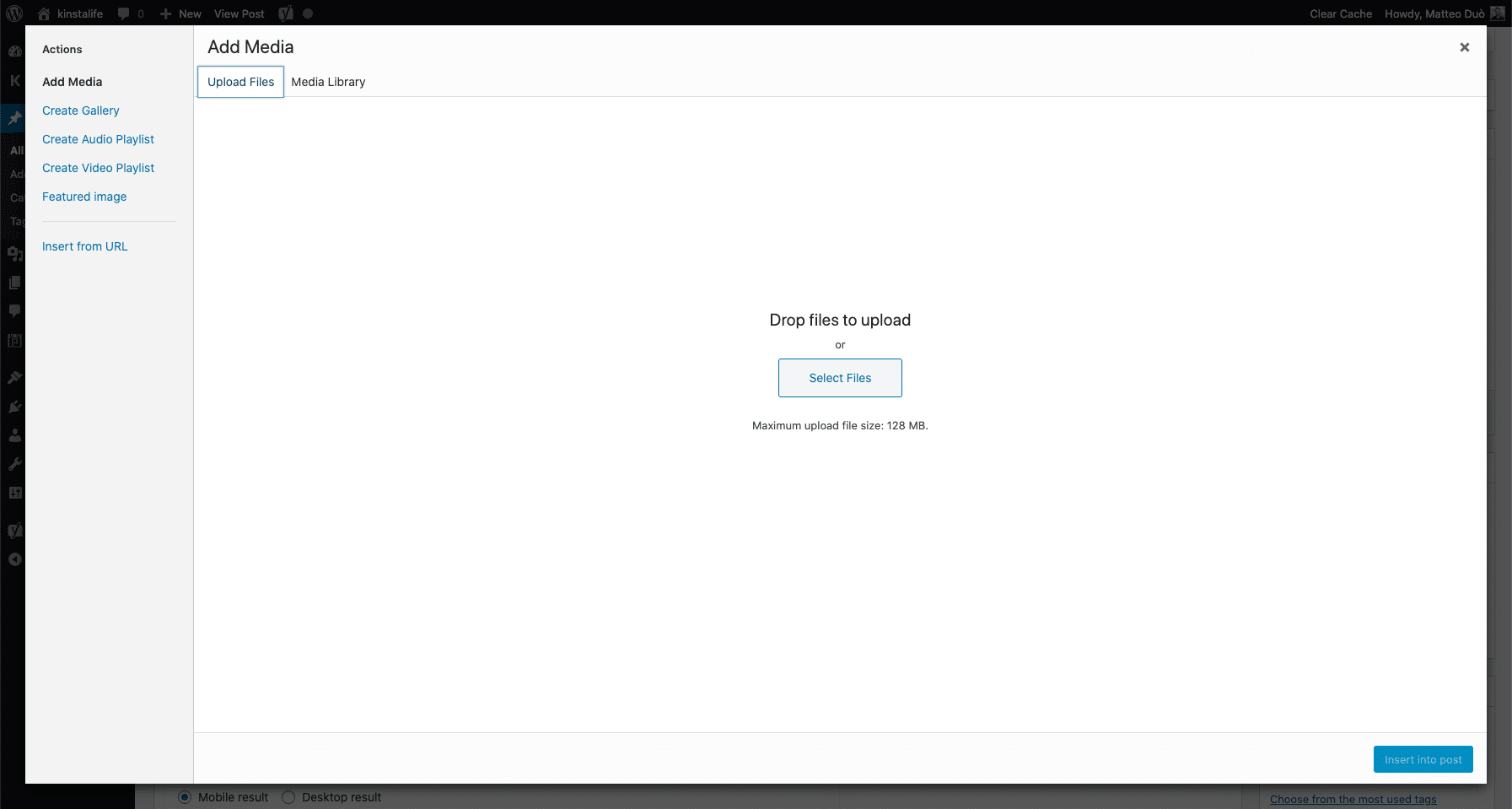 从经典编辑器上传媒体 从经典编辑器上传媒体