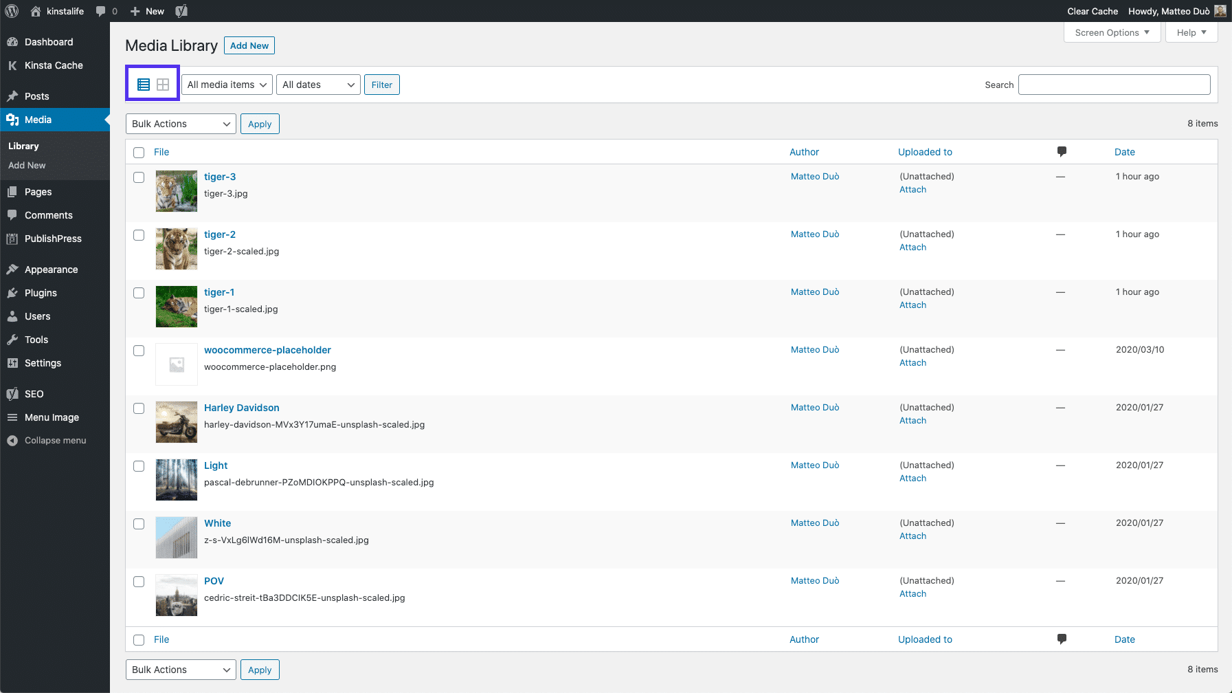 WordPress媒体库视图选项 WordPress媒体库视图选项