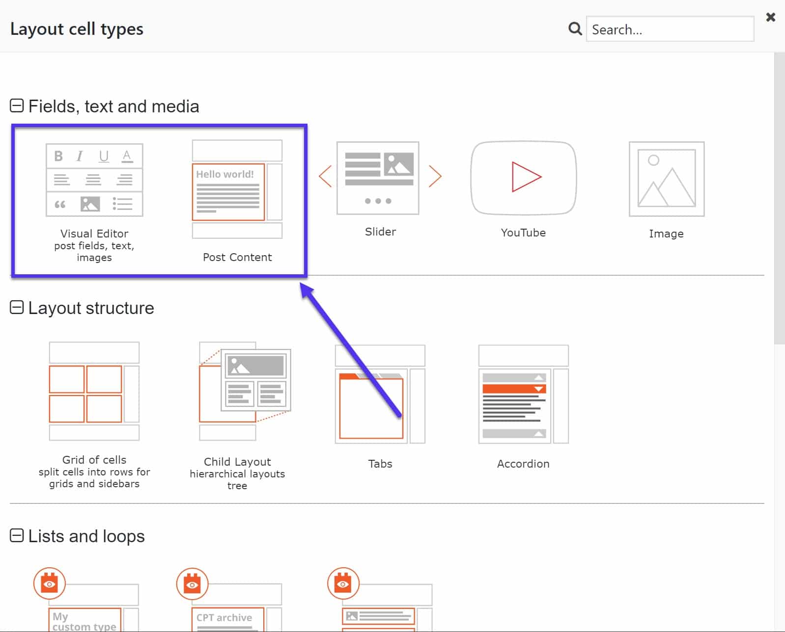 布局单元格类型