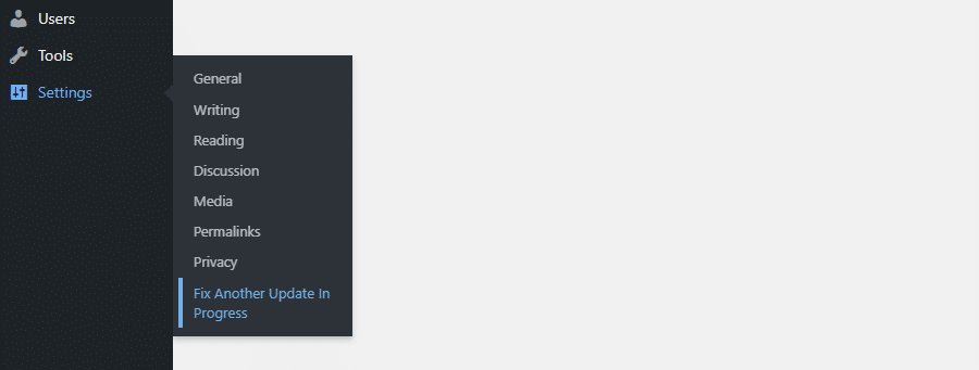 访问“Fix Another Update in Progress”设置