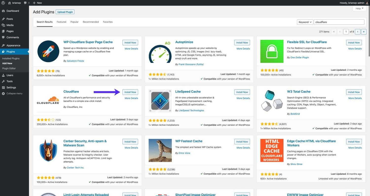 安装官方Cloudflare WordPress插件 安装官方Cloudflare WordPress插件