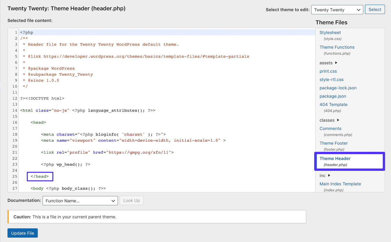 在WordPress中编辑header.php文件
