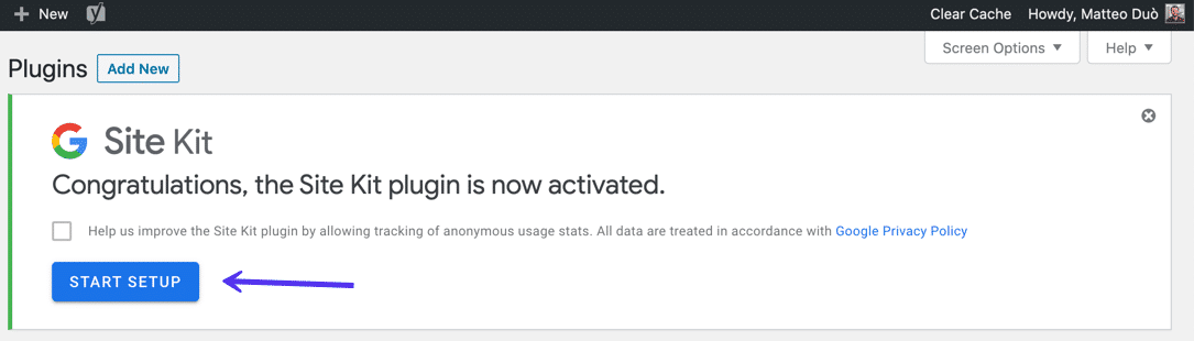 设置WordPress插件Google Site Kit 
