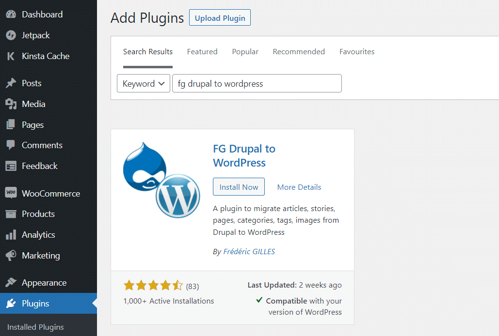 安装FG Drupal to WordPress