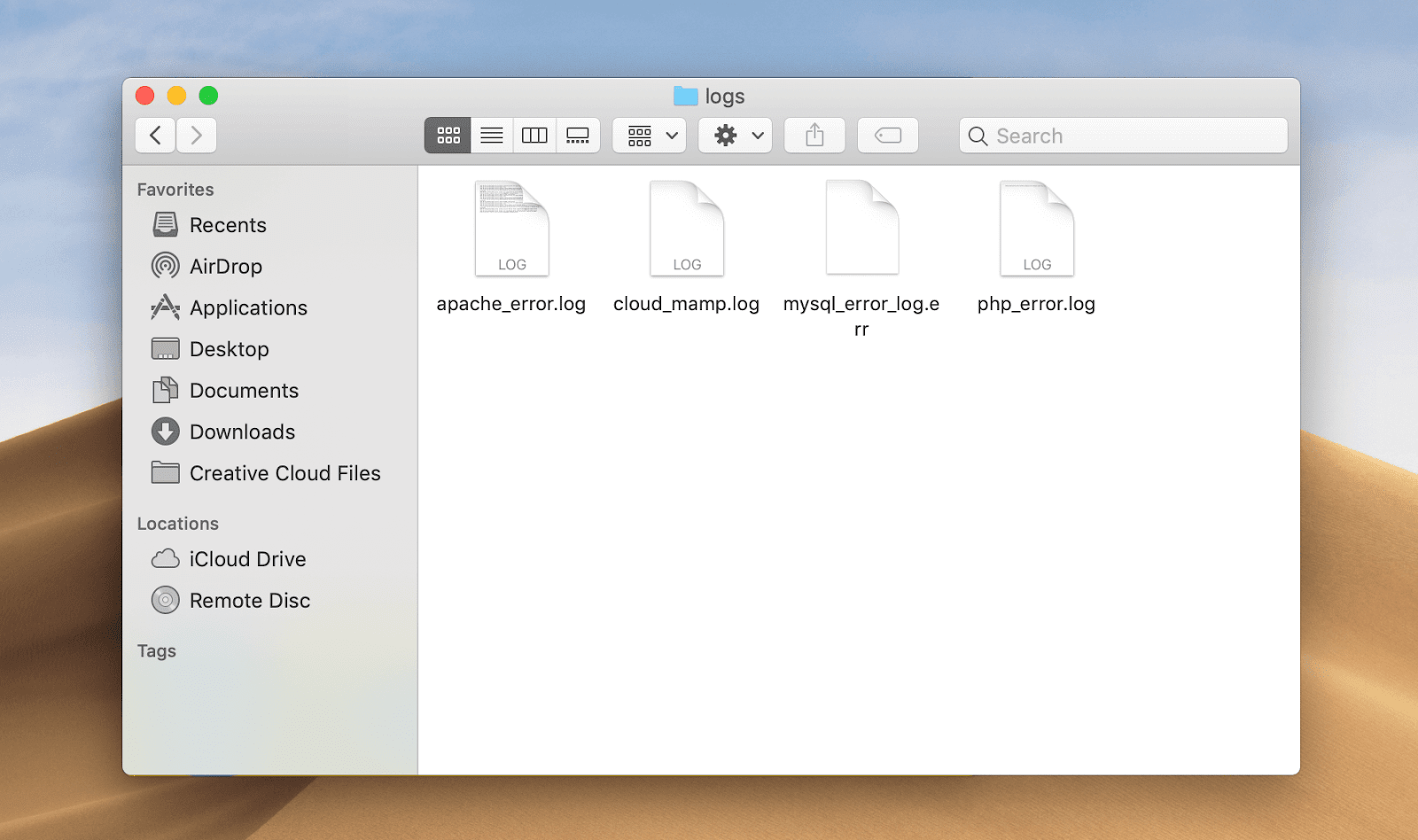 MAMP错误日志文件