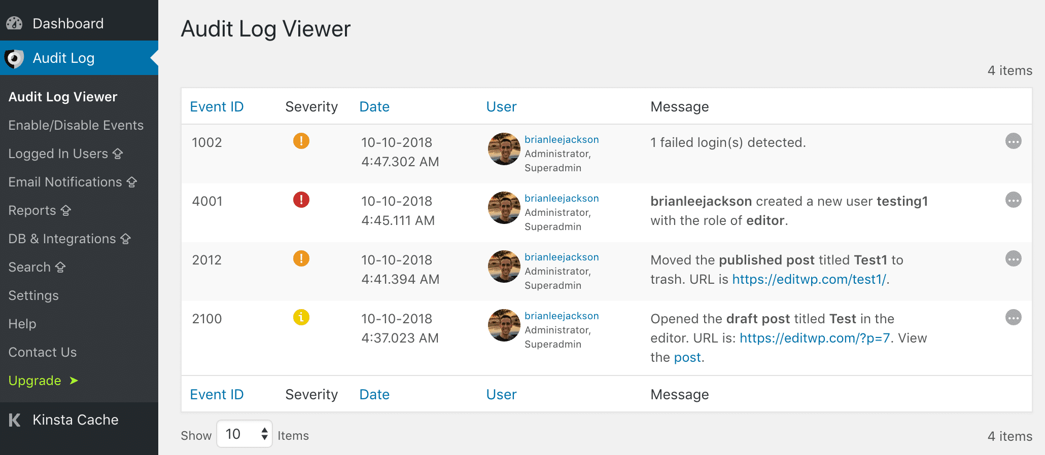 WP Security Audit Log登录失败