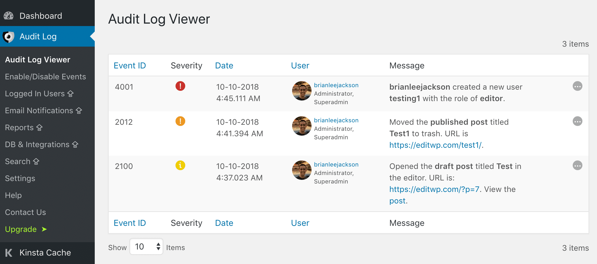 WP Security Audit Log用户注册
