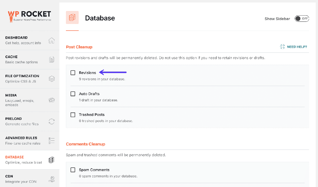 使用WP Rocket删除历史版本 使用WP Rocket删除历史版本