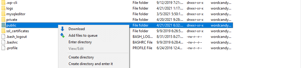 下载WordPress根目录