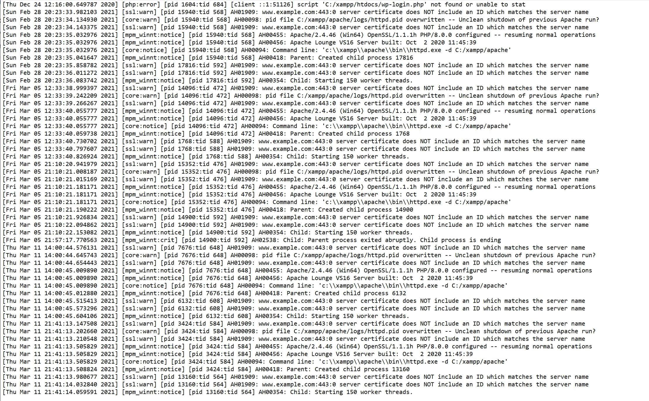 如何修复XAMPP“服务器证书不包含与服务器名称匹配的ID”错误-1