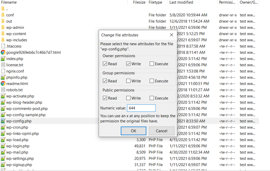 如何使用FileZilla输入新的文件权限